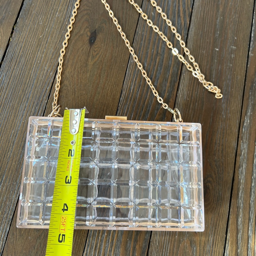 Elegant Transparent Clutch with Gold Chain - Picture 10 of 11
